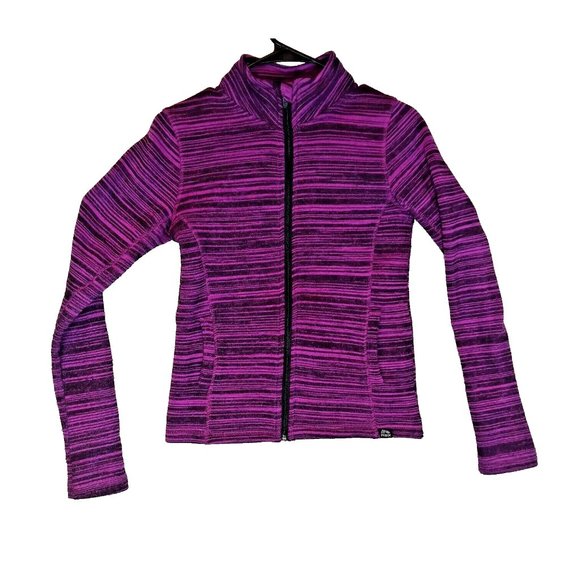 Reebok RBK Jacket Womens Large 14-16 Black Pink Stripe Zip-Up Sweater Jacket - Picture 6 of 15